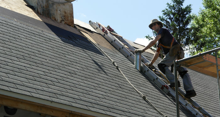 roofer working on a repair project